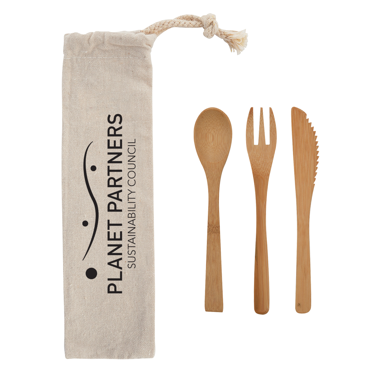Picture of 3 Piece Bamboo Utensil Set In Travel Pouch