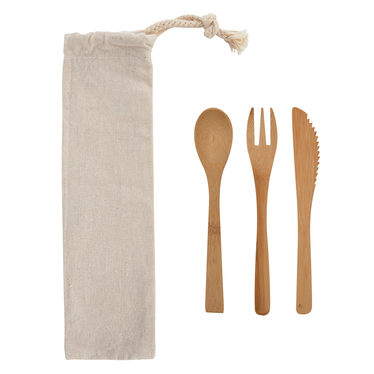 Picture of 3 Piece Bamboo Utensil Set In Travel Pouch