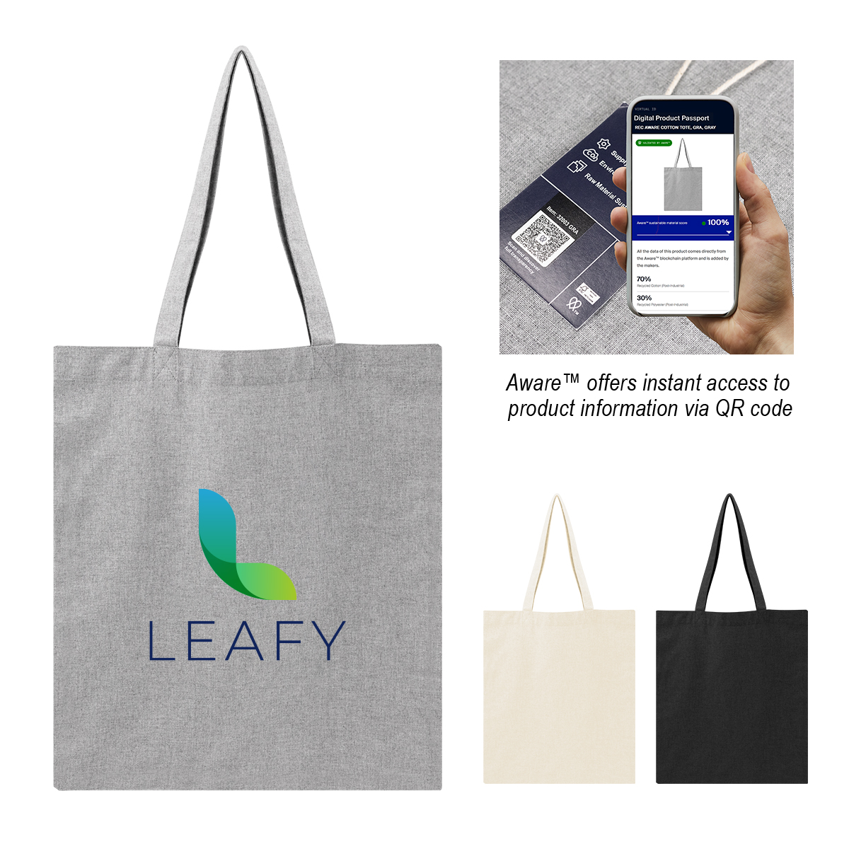 Picture of Aware™ 4 Oz. Recycled Cotton Tote Bag