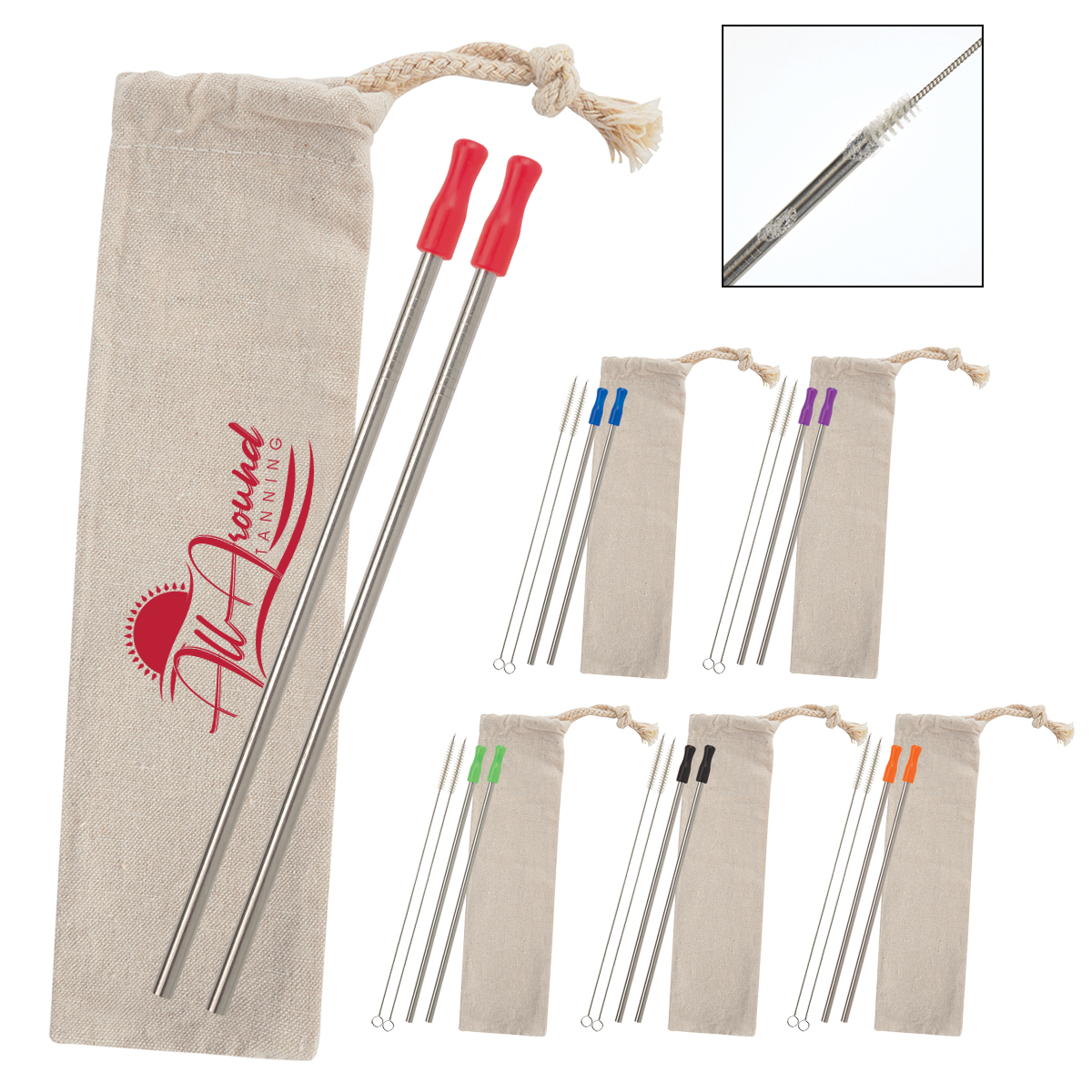 Picture of 2-pack Stainless Straw Kit With Cotton Pouch