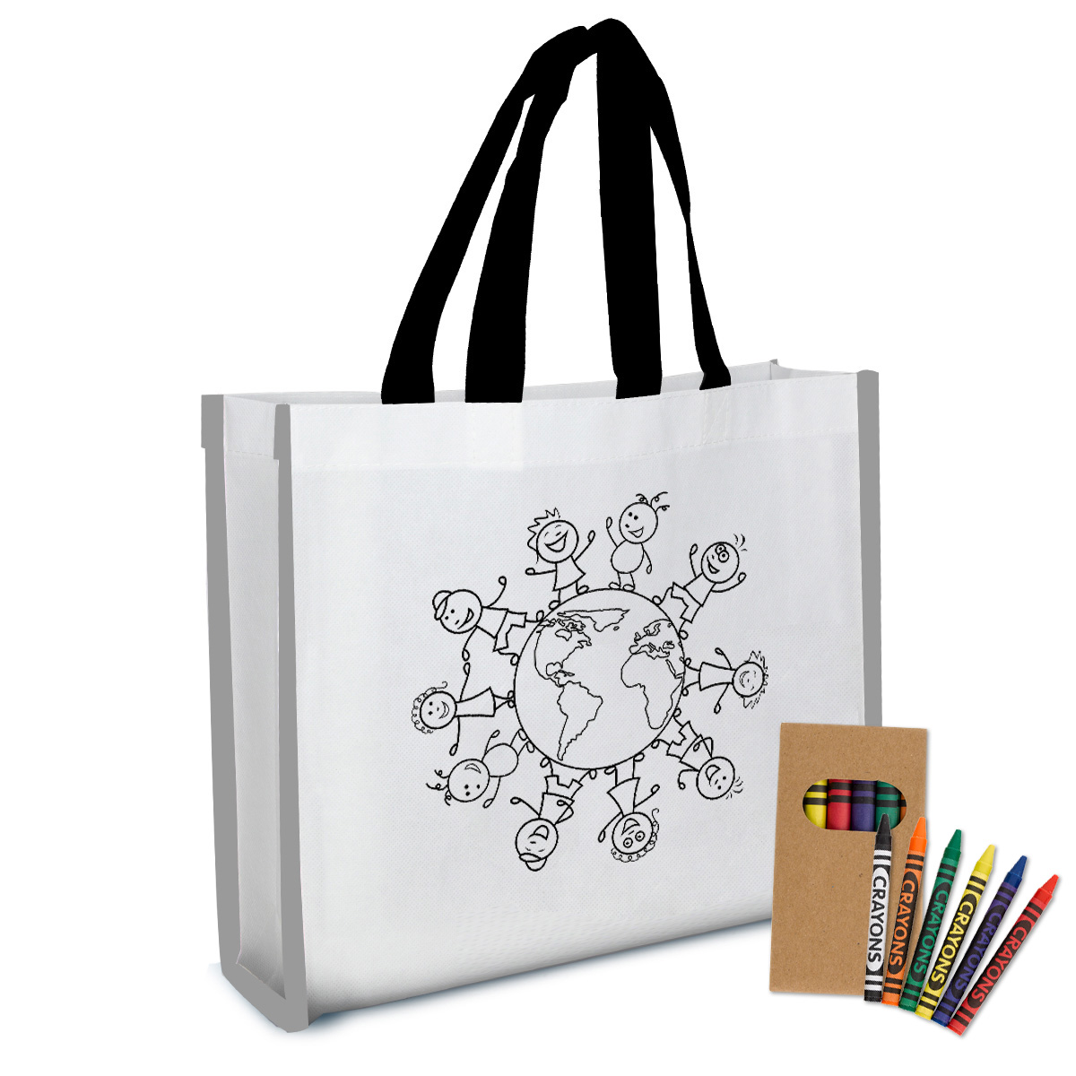 Picture of Reflective Non-woven Coloring Tote Bag With Crayons