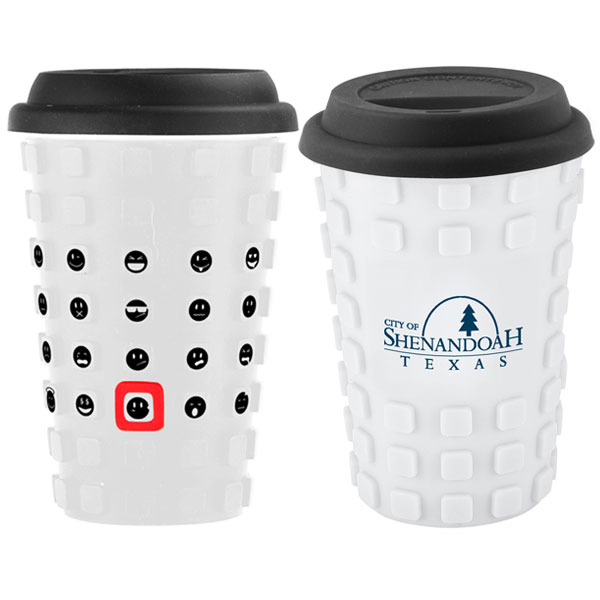 Picture of Sili Square 14 Oz. Ceramic Cup with Silicone Sleeve and Emotion Faces