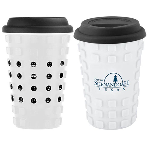 Picture of Sili Square 14 Oz. Ceramic Cup with Silicone Sleeve and Emotion Faces