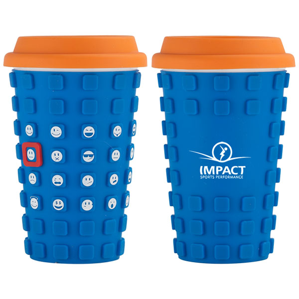Picture of Sili Square 14 Oz. Ceramic Cup with Silicone Sleeve and Emotion Faces