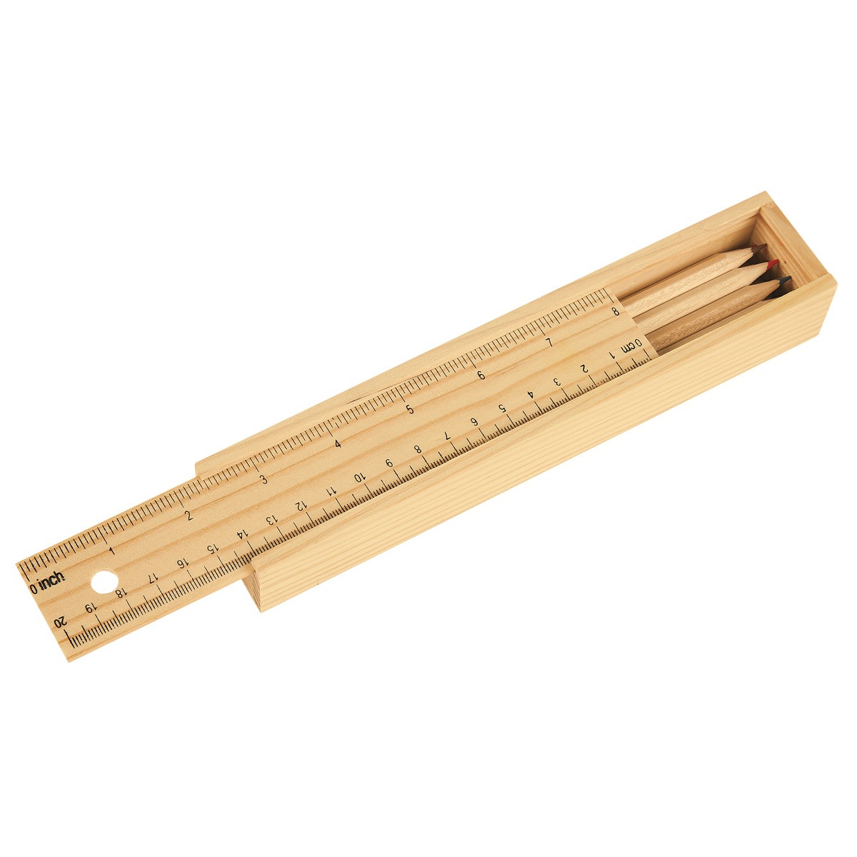 Picture of 12- Piece Colored Pencil Set In Wooden Ruler Box