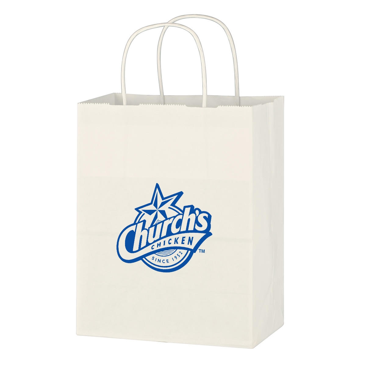 Picture of Kraft Paper White Shopping Bag - 8" X 10-1/4"