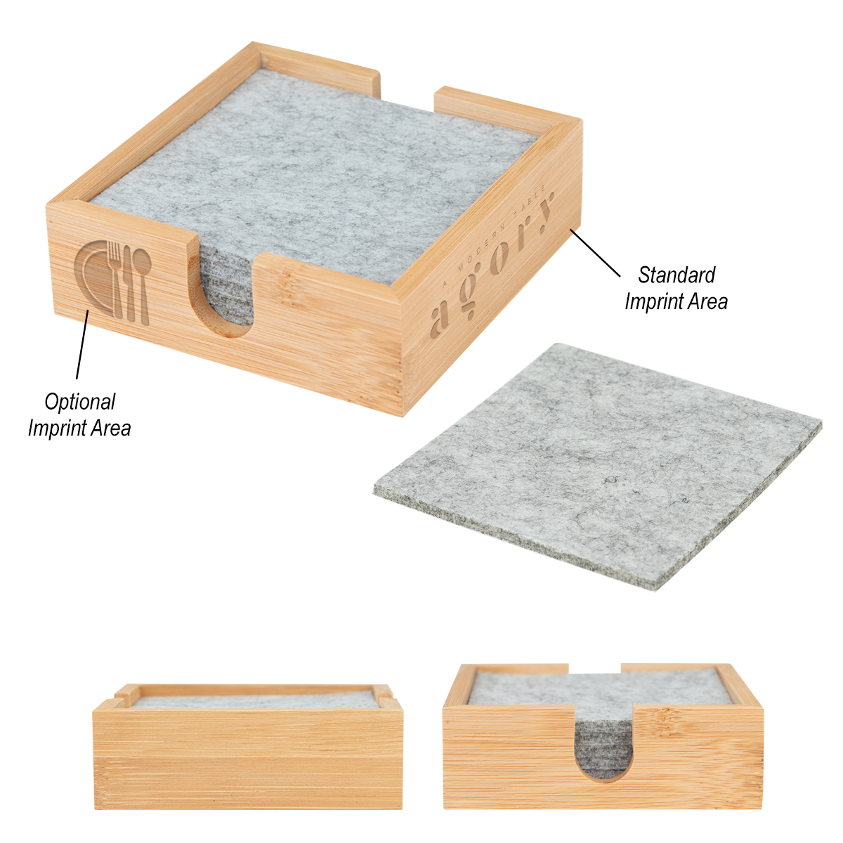 Picture of Bamboo & Recycled Felt Coaster Set