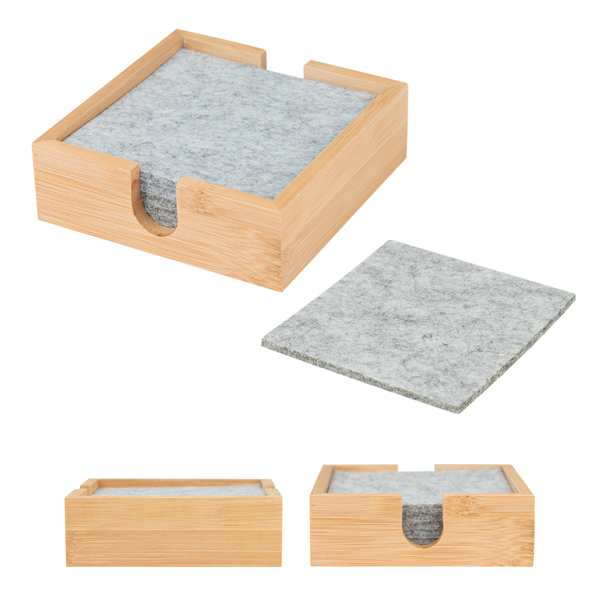 Picture of Bamboo & Recycled Felt Coaster Set
