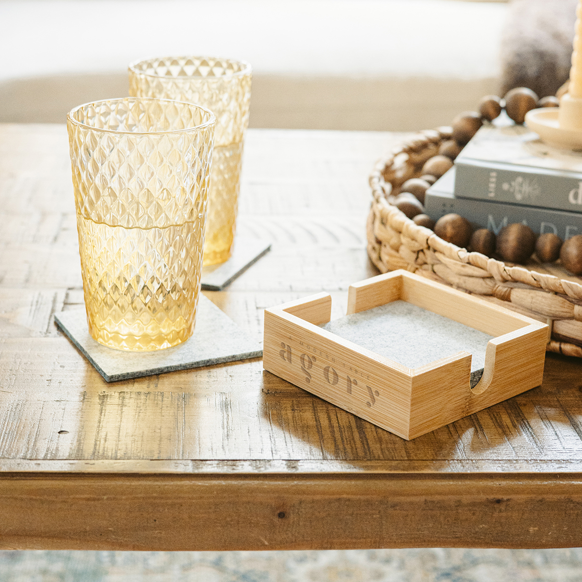 Picture of Bamboo & Recycled Felt Coaster Set