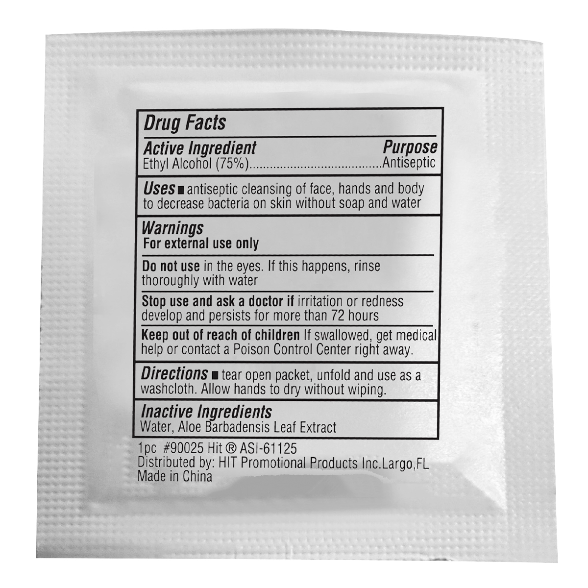 Picture of Single Use Alcohol Antibacterial Wipe