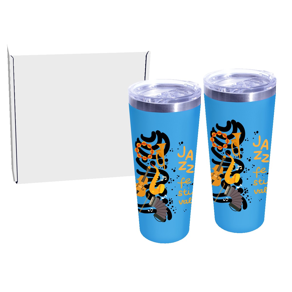 Picture of 22 Oz. Full Color Digital Memphis Tumbler w/Slide Lid - Gift Set