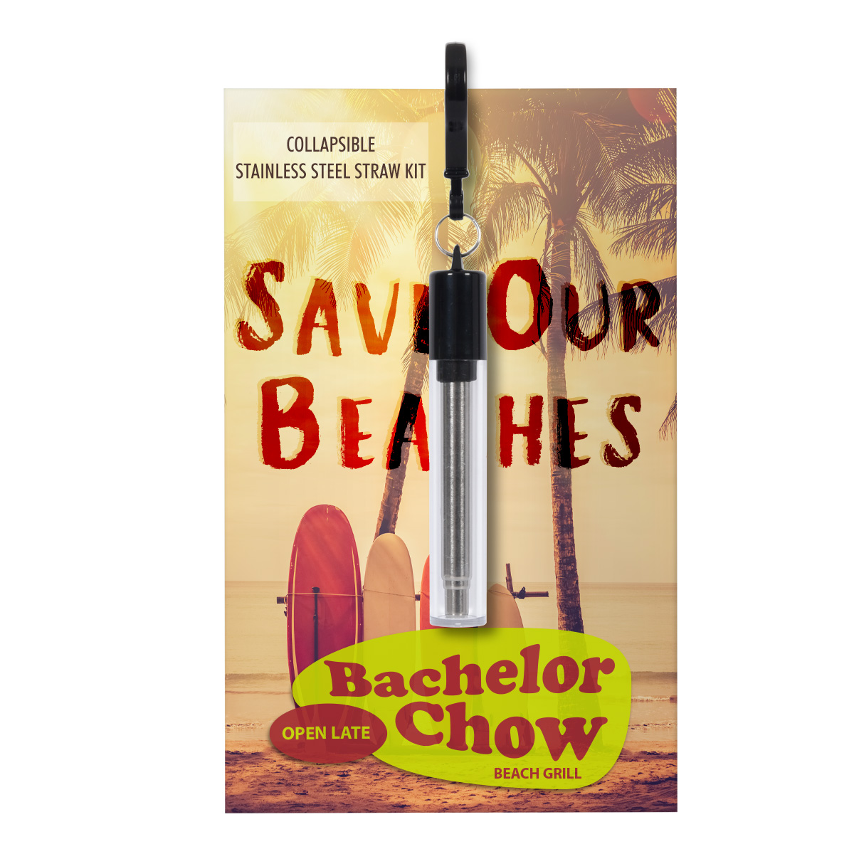 Picture of Greeting Card With Collapsible Stainless Steel Straw Kit