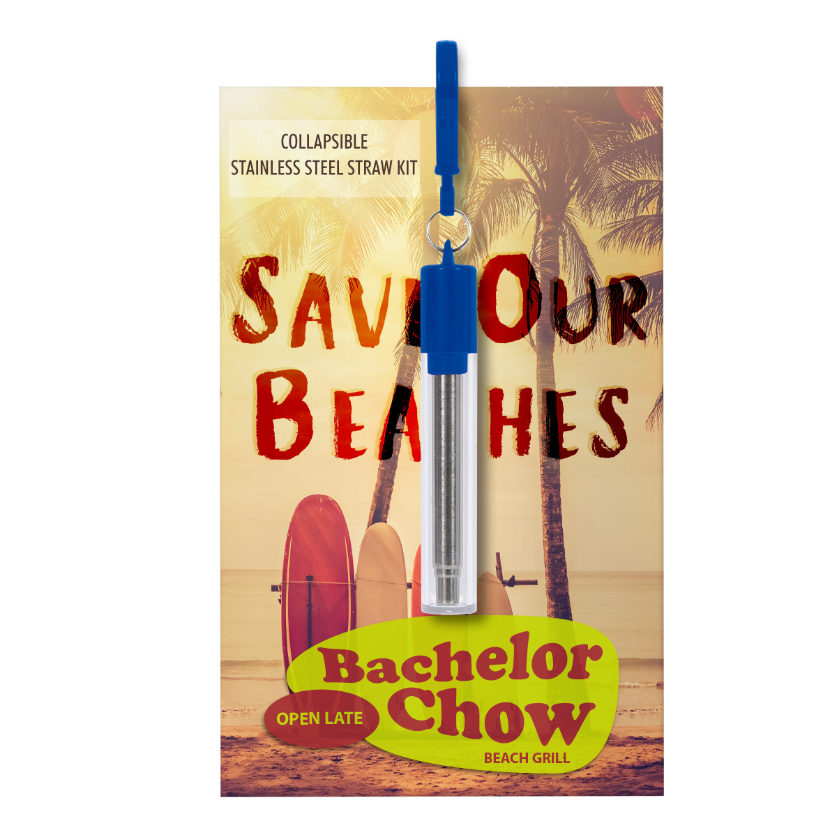 Picture of Greeting Card With Collapsible Stainless Steel Straw Kit