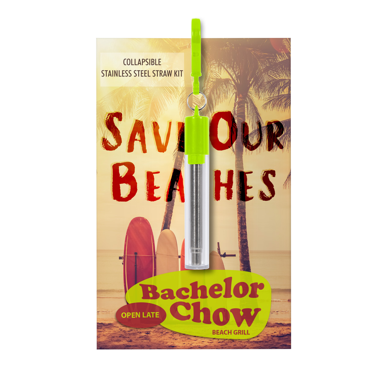 Picture of Greeting Card With Collapsible Stainless Steel Straw Kit