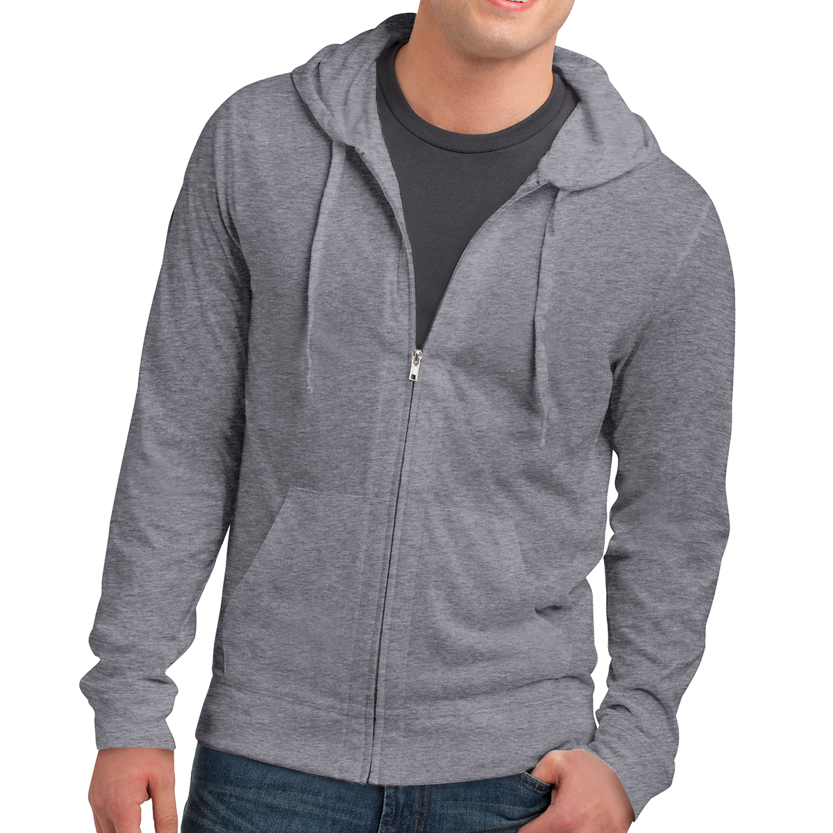 Picture of District® Young Men's Jersey Full-zip Hoodie