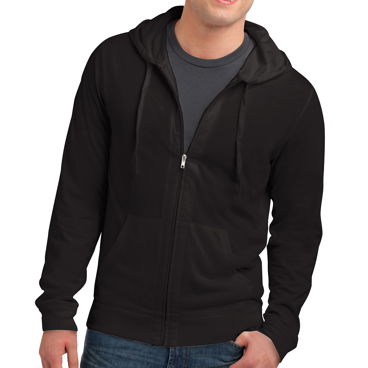 Picture of District® Young Men's Jersey Full-zip Hoodie