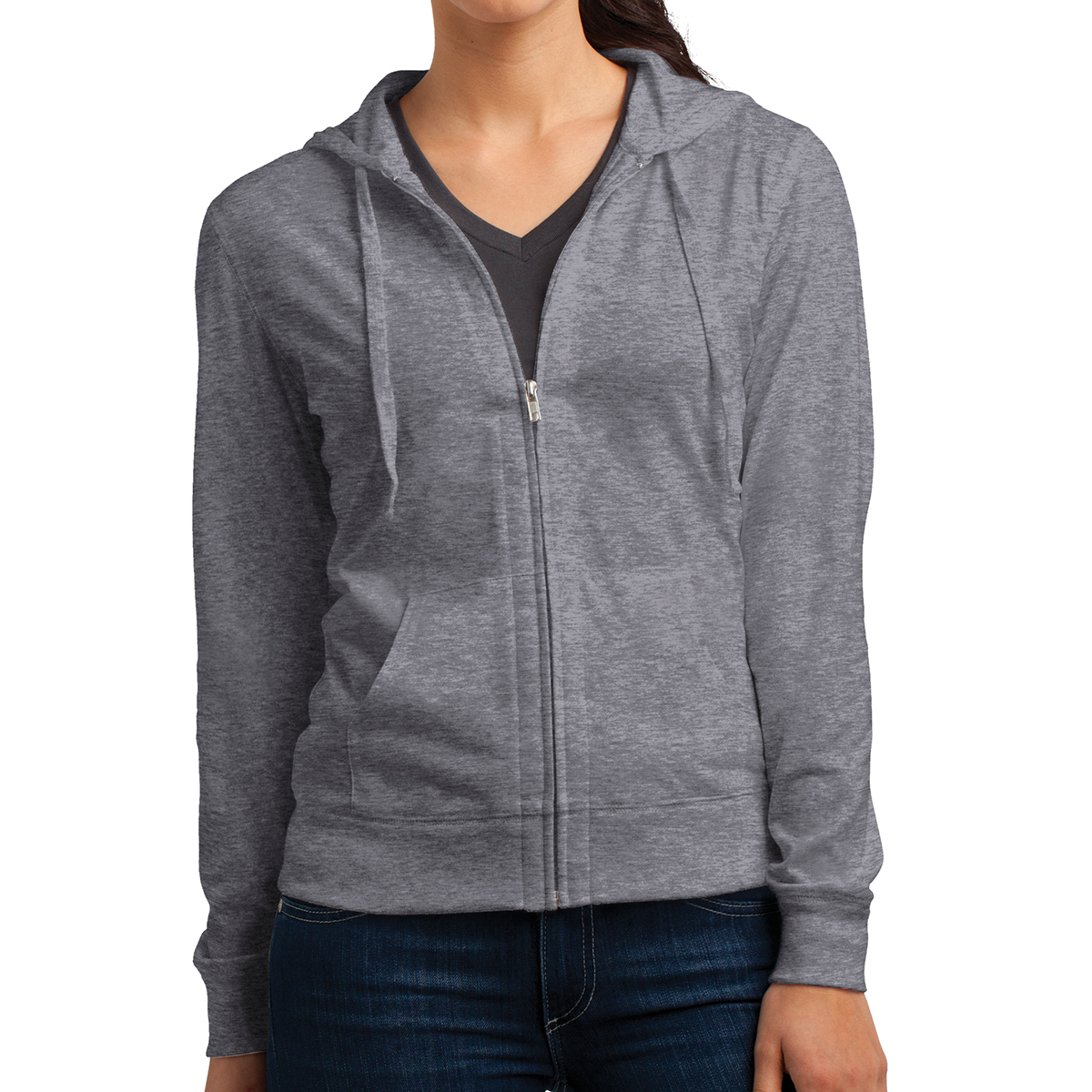 Picture of District® Juniors' Jersey Full-zip Hoodie