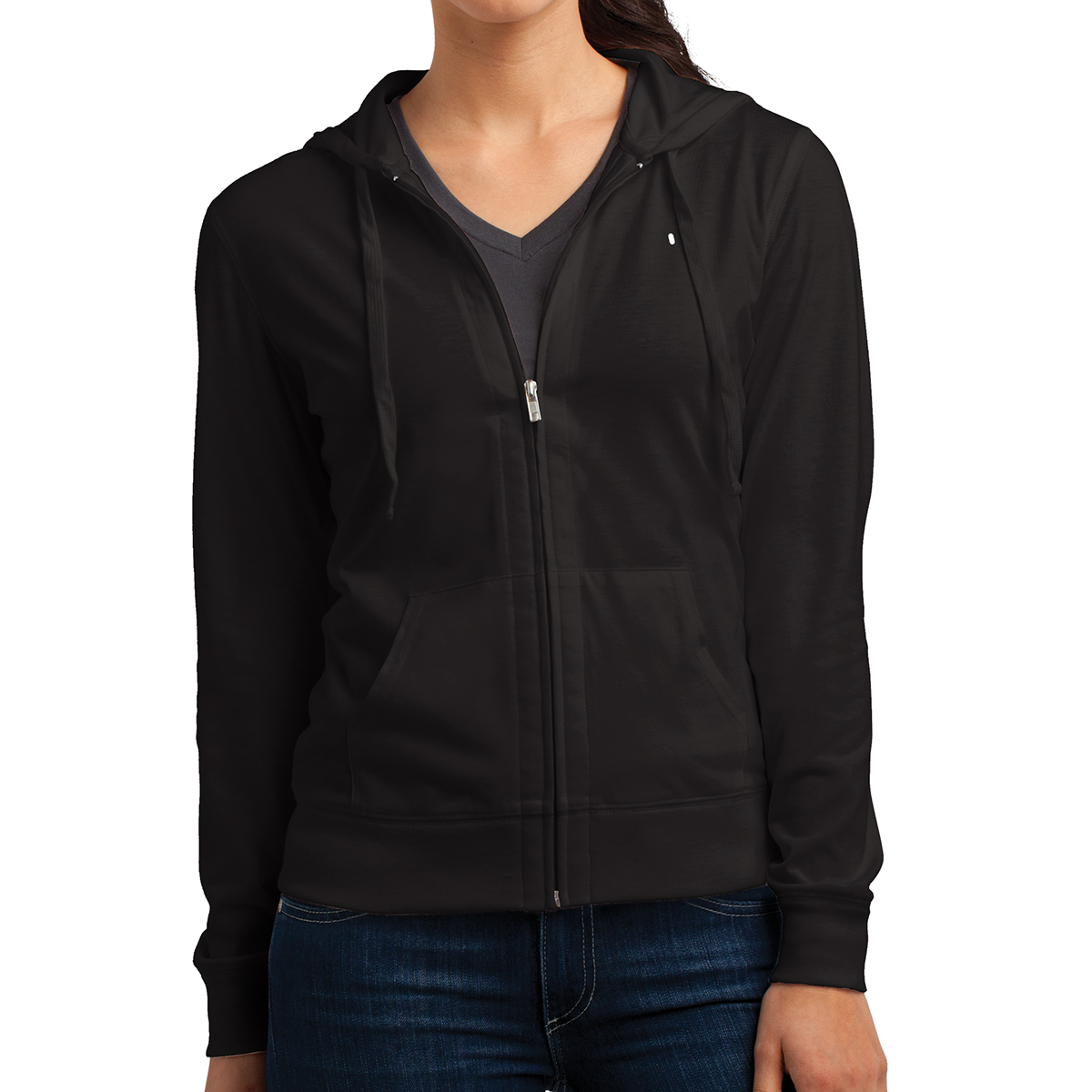 Picture of District® Juniors' Jersey Full-zip Hoodie