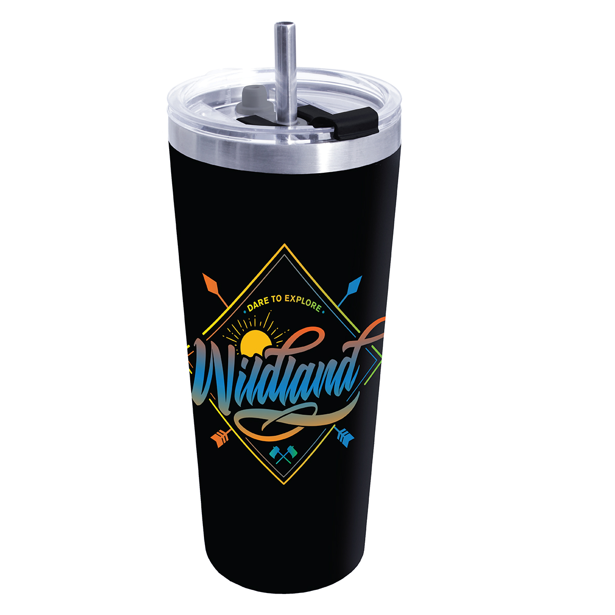 Picture of 22 Oz. Full Color Digital Memphis Tumbler w/Flip Lid & Straw - Gift Set
