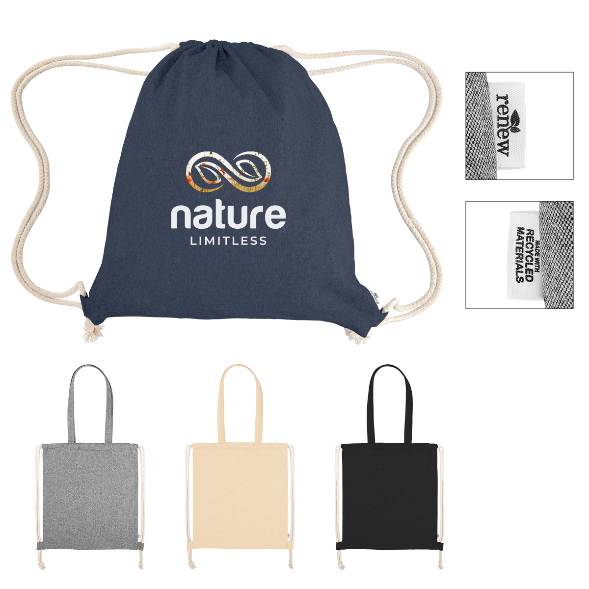 Picture of Arden Recycled Cotton Drawstring Bag
