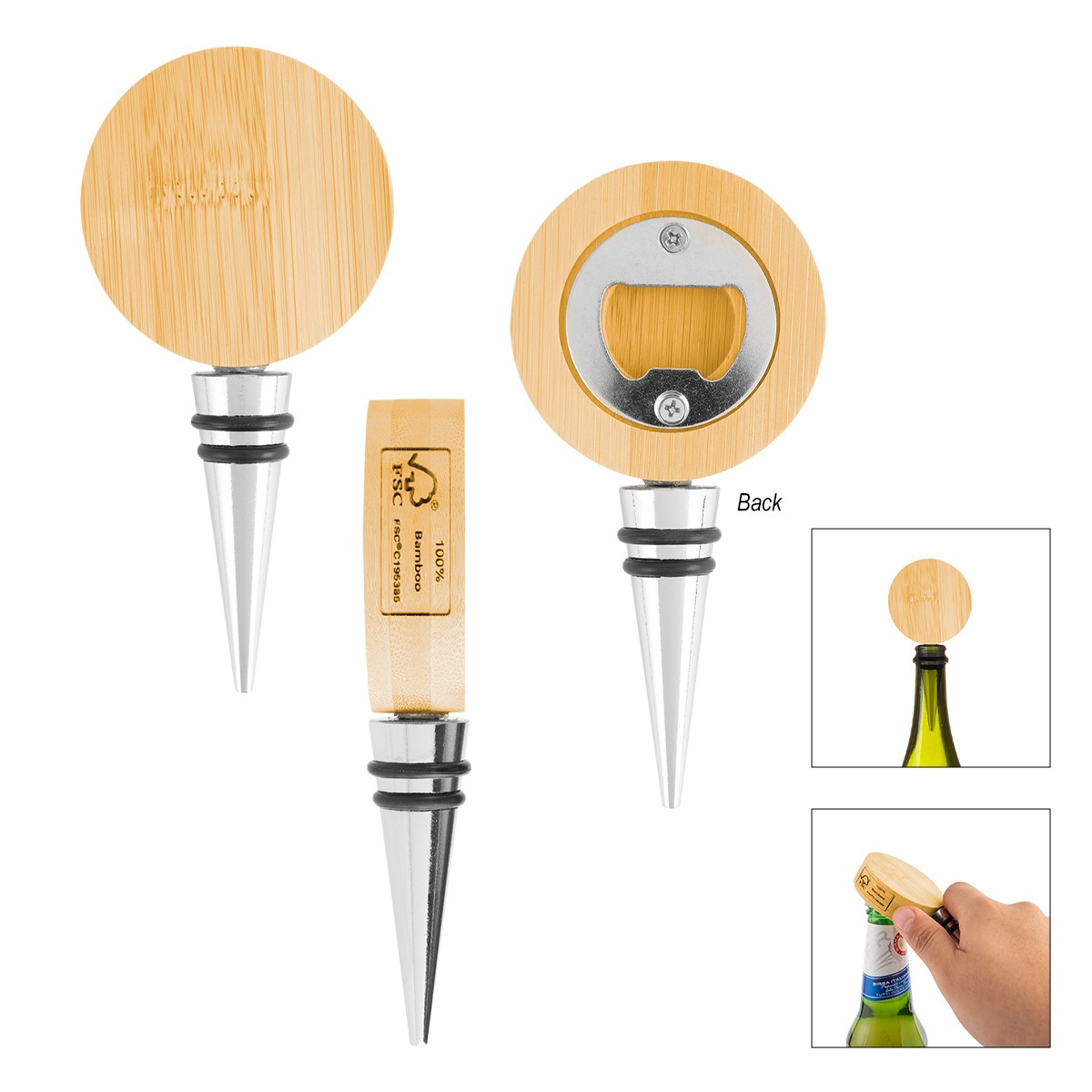 Picture of Bamboo Wine Stopper With Bottle Opener