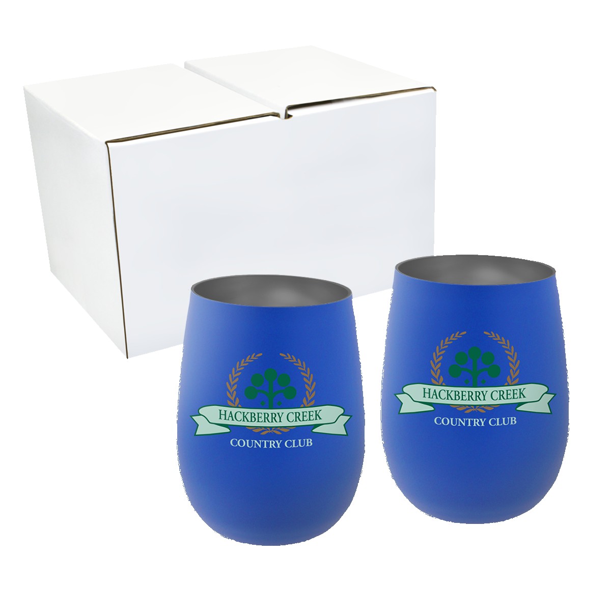 Picture of 12 oz. Recycled Stainless Wine Glass - Gift Set, Full Color Digital