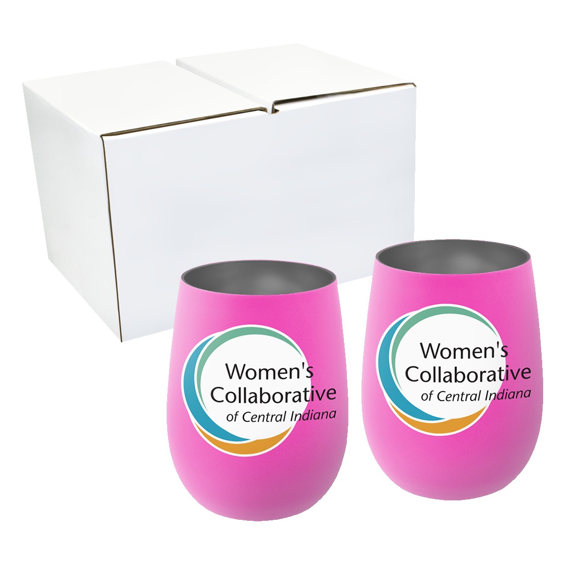 Picture of 12 oz. Recycled Stainless Wine Glass - Gift Set, Full Color Digital