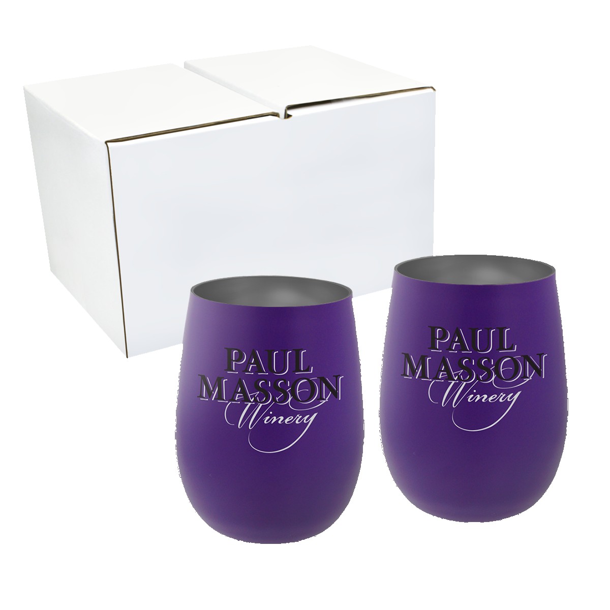 Picture of 12 oz. Recycled Stainless Wine Glass - Gift Set, Full Color Digital