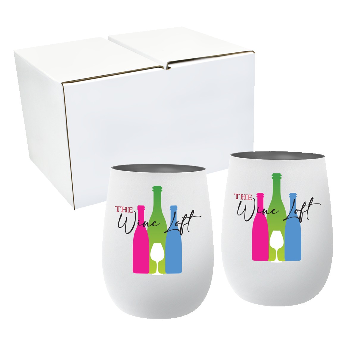 Picture of 12 oz. Recycled Stainless Wine Glass - Gift Set, Full Color Digital
