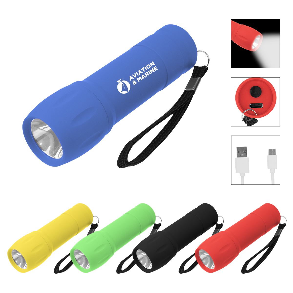 Picture of Rechargeable Rubberized Cob Light With Strap 2.0