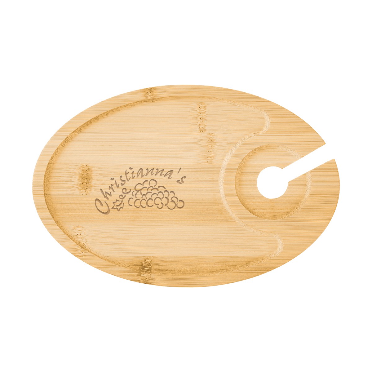 Picture of Wine & Dine Recessed Bamboo Tray With Wine Glass Holder