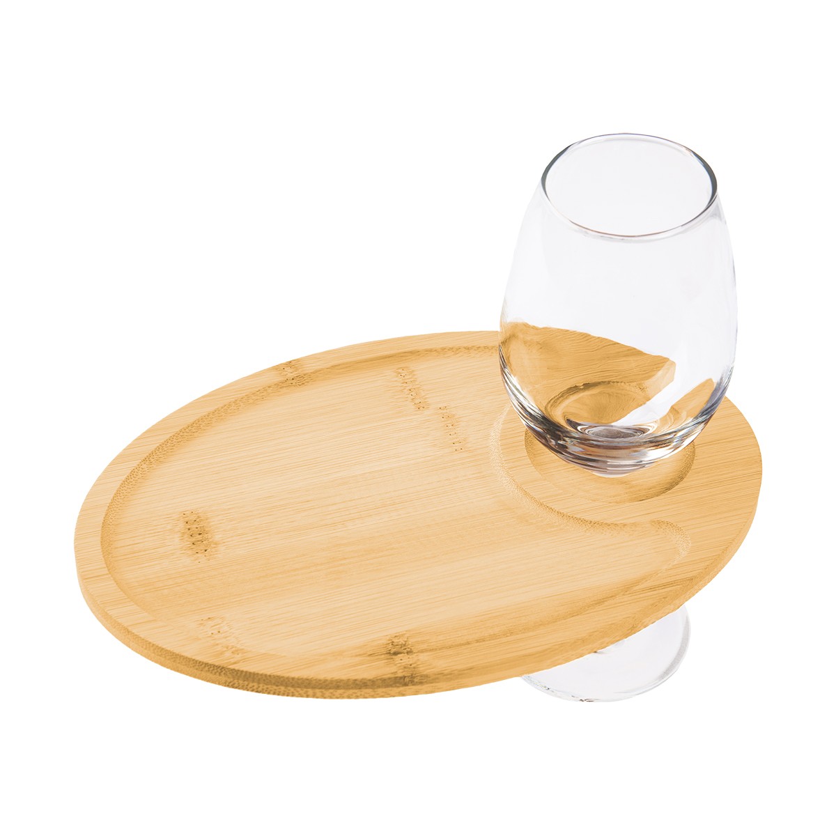 Picture of Wine & Dine Recessed Bamboo Tray With Wine Glass Holder