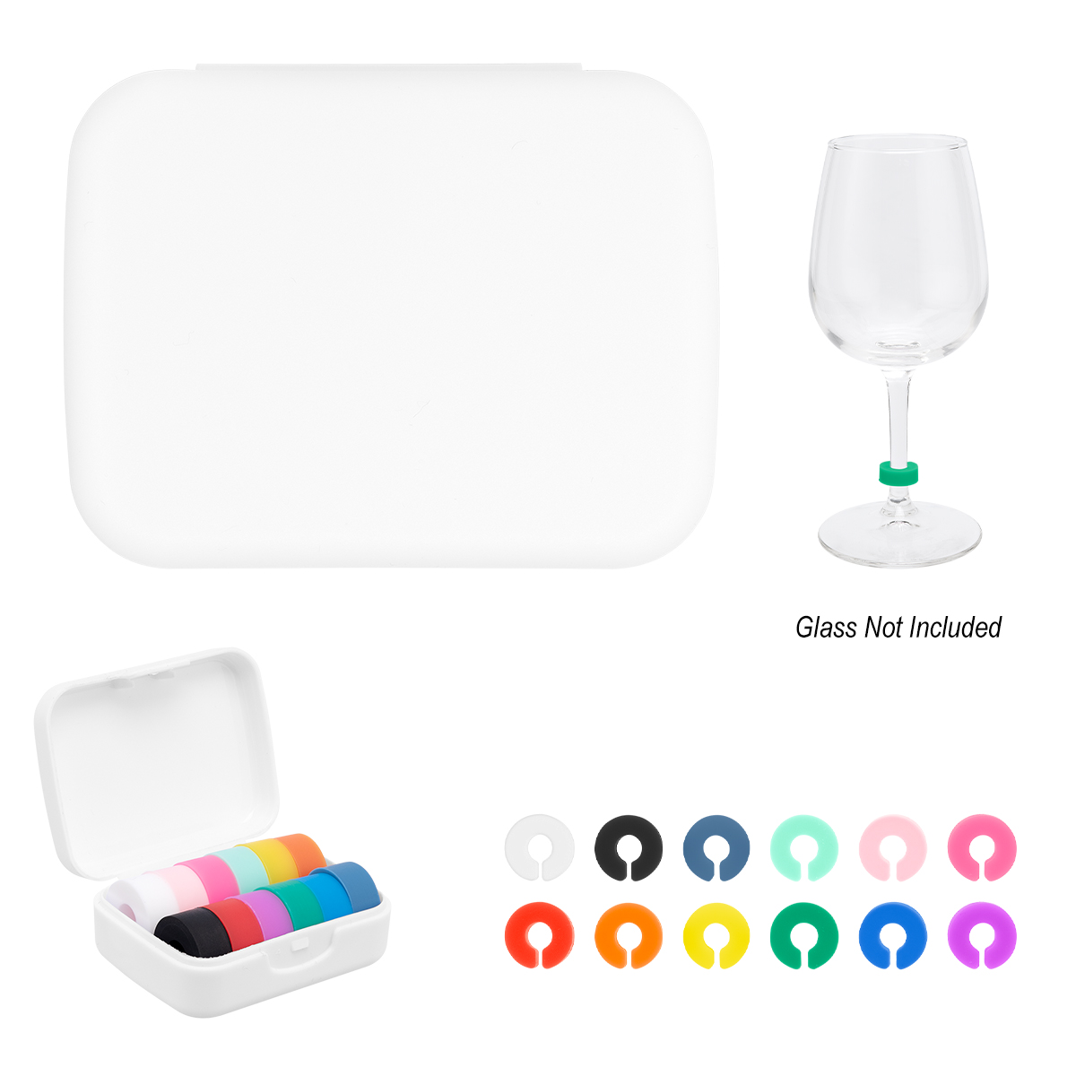 Picture of Silicone Wine Glass Markers In Recycled Case