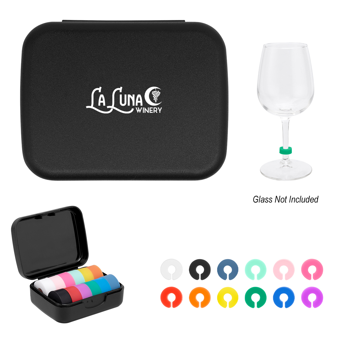 Picture of Silicone Wine Glass Markers In Recycled Case
