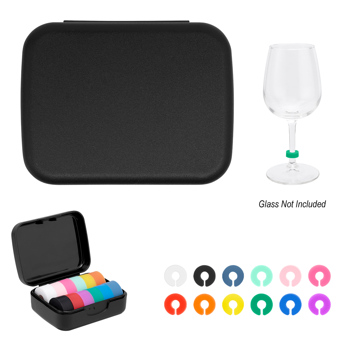 Picture of Silicone Wine Glass Markers In Recycled Case