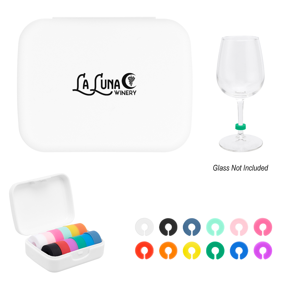 Picture of Silicone Wine Glass Markers In Recycled Case