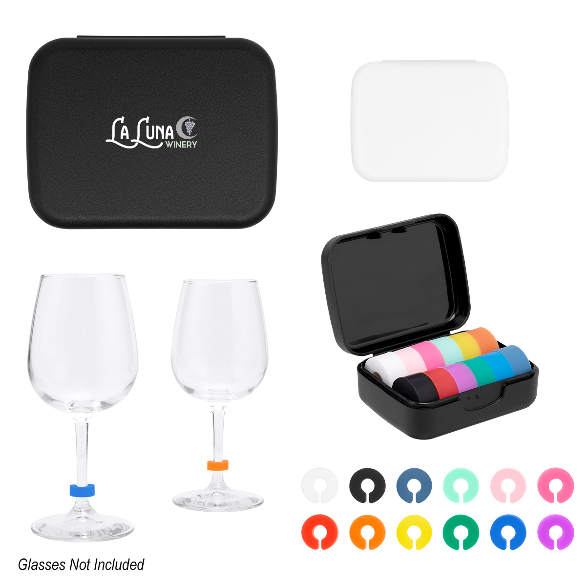 Picture of Silicone Wine Glass Markers In Recycled Case