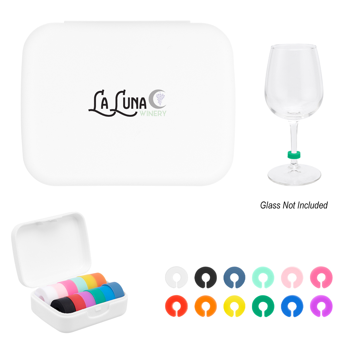Picture of Silicone Wine Glass Markers In Recycled Case