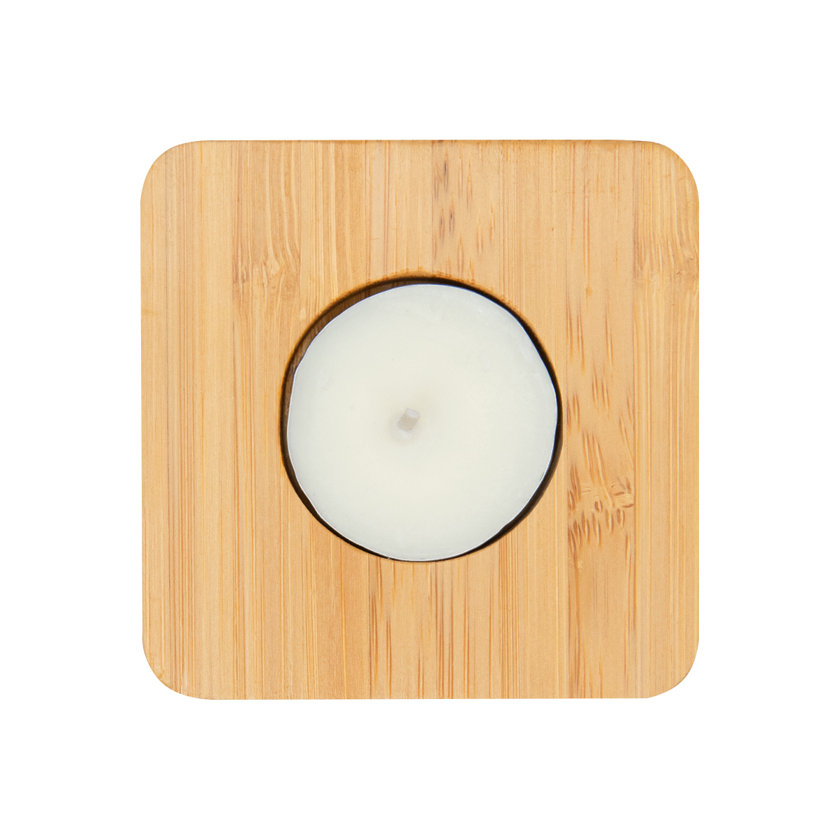 Picture of Bamboo Tea Light Candle Holder With Candle