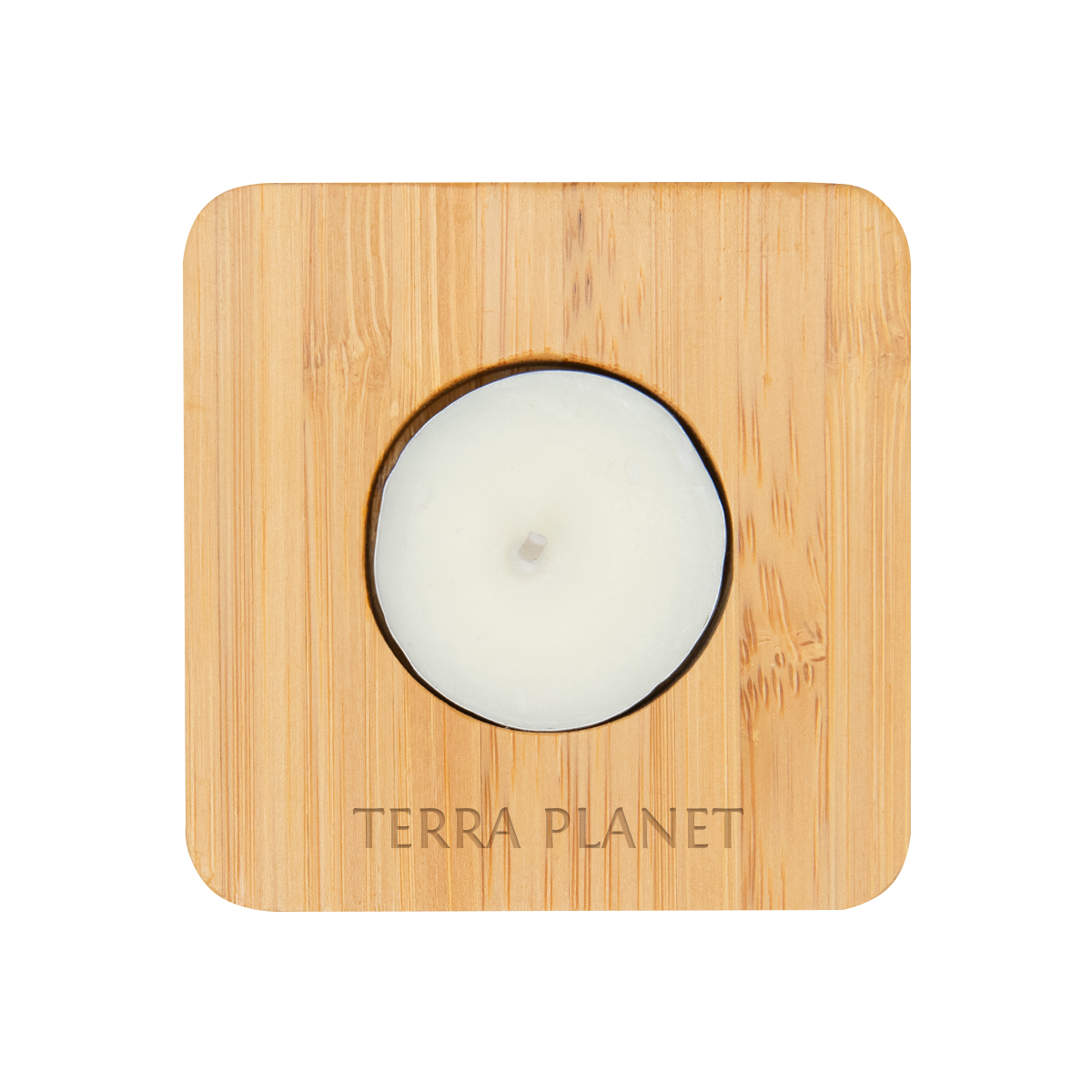 Picture of Bamboo Tea Light Candle Holder With Candle