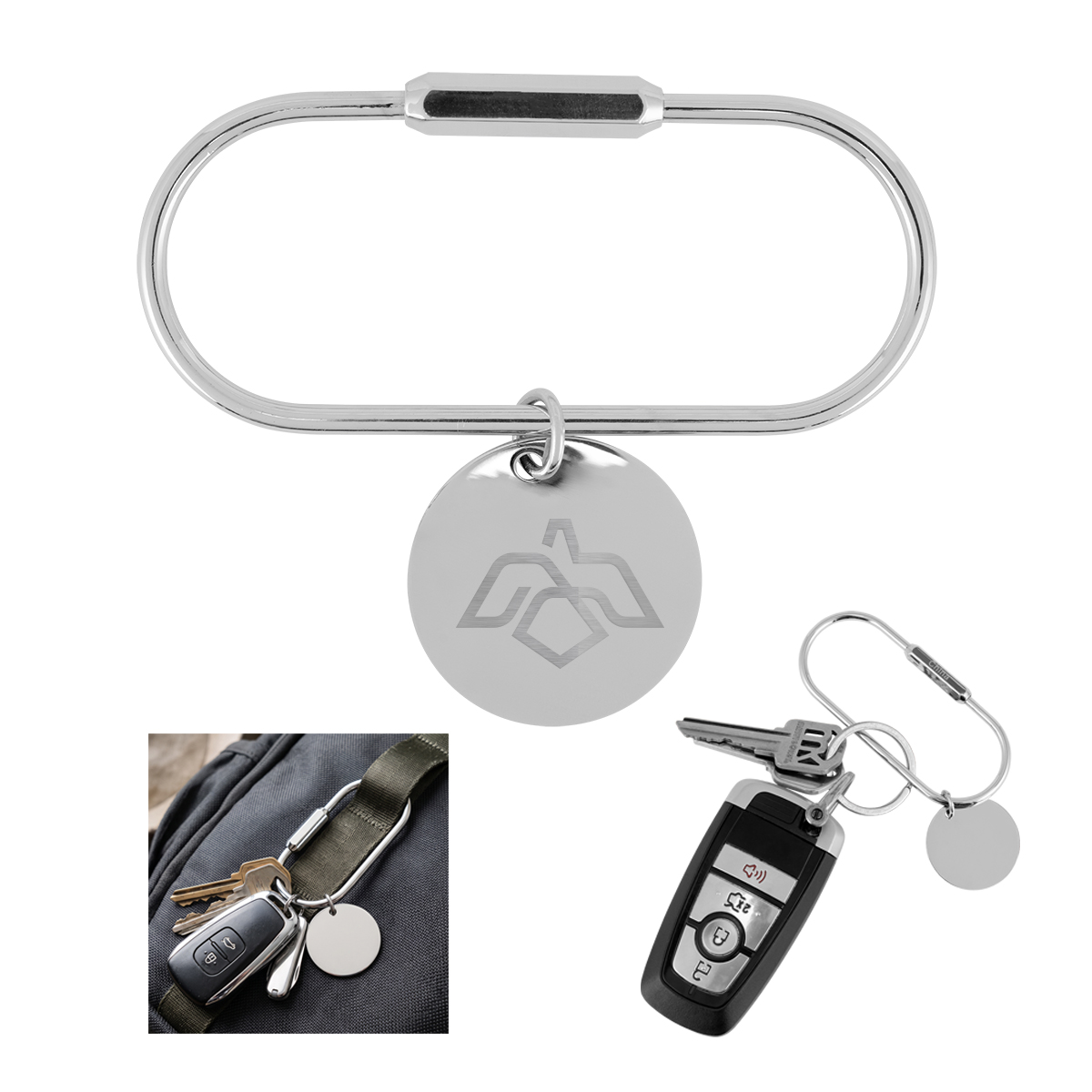 Picture of Screw Lock Key Ring With Round Charm