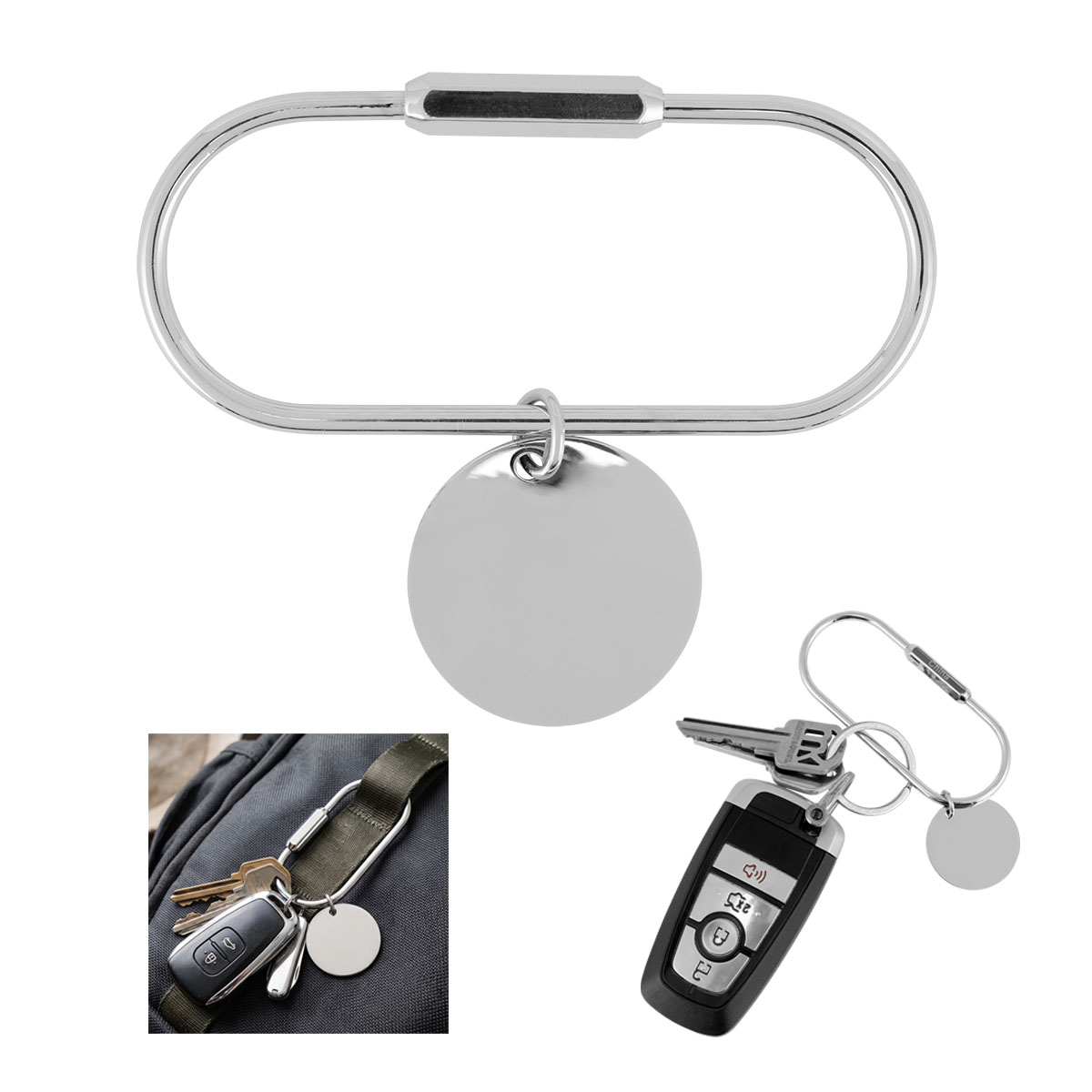 Picture of Screw Lock Key Ring With Round Charm