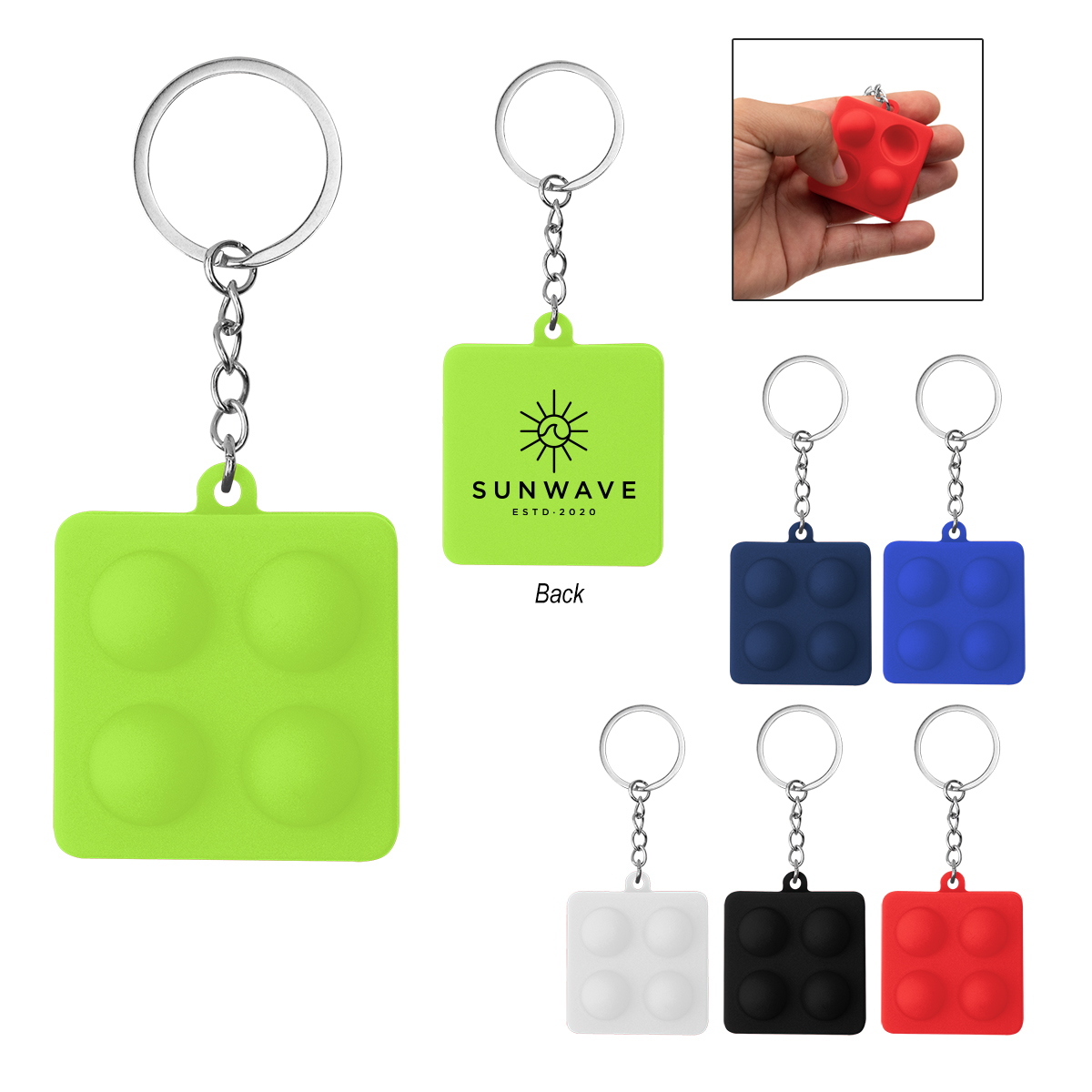 Picture of Push Pop Square Stress Reliever Keychain
