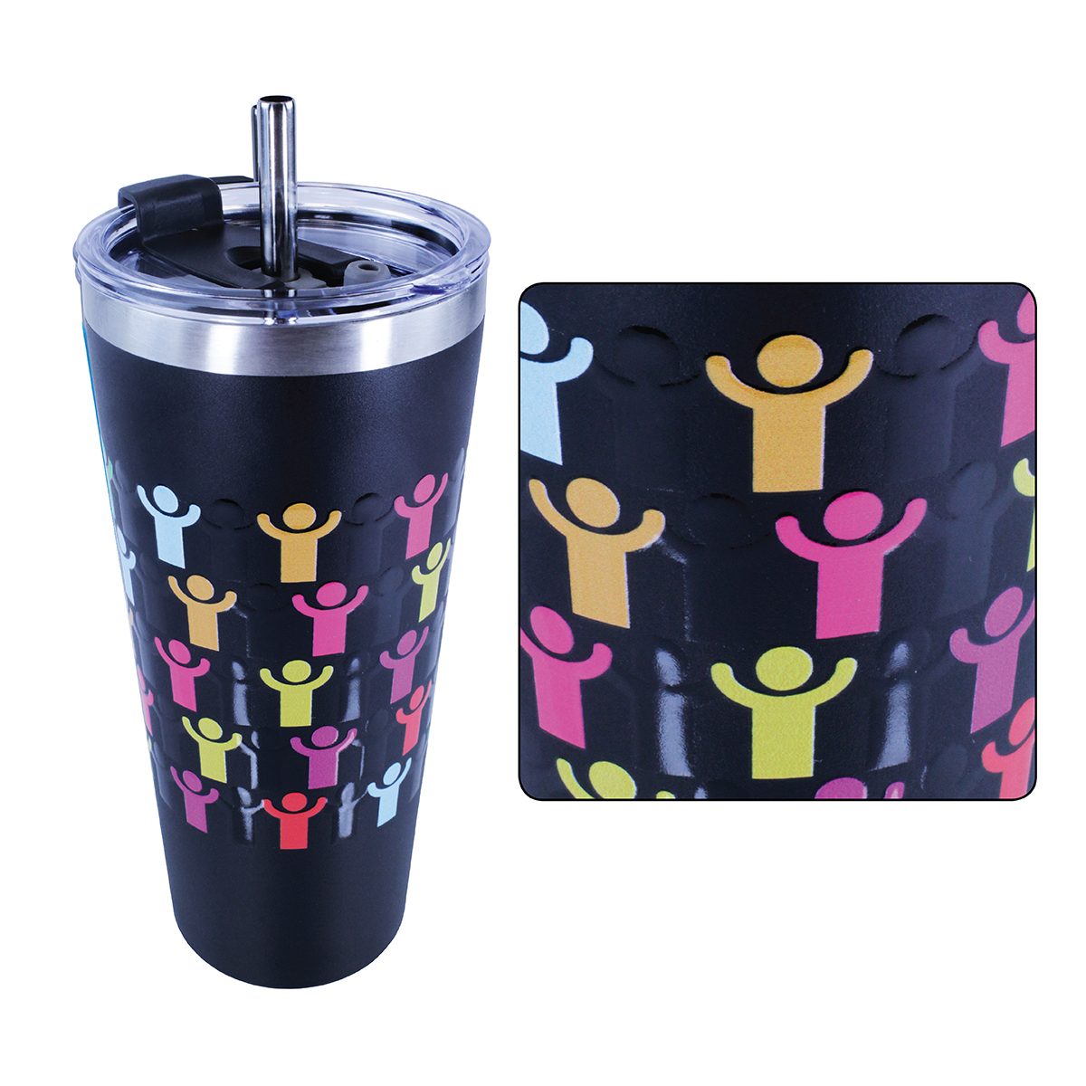 Picture of 22 Oz. Memphis Tumbler w/Flip Top Lid & Stainless Steel Straw (Varnish)