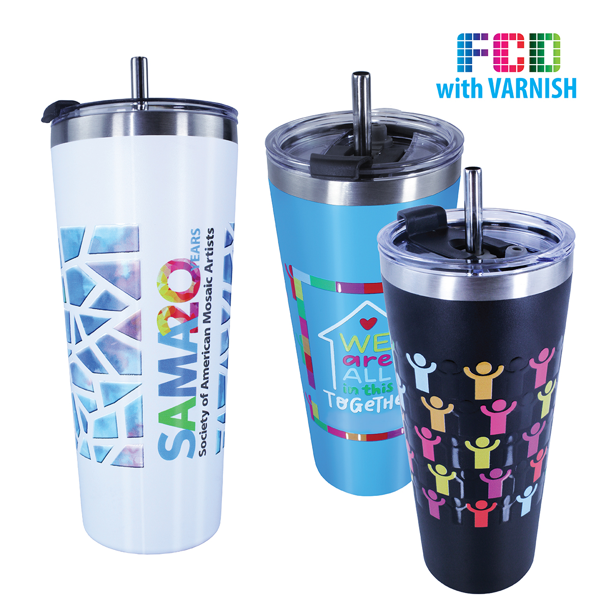 Picture of 22 Oz. Memphis Tumbler w/Flip Top Lid & Stainless Steel Straw (Varnish)