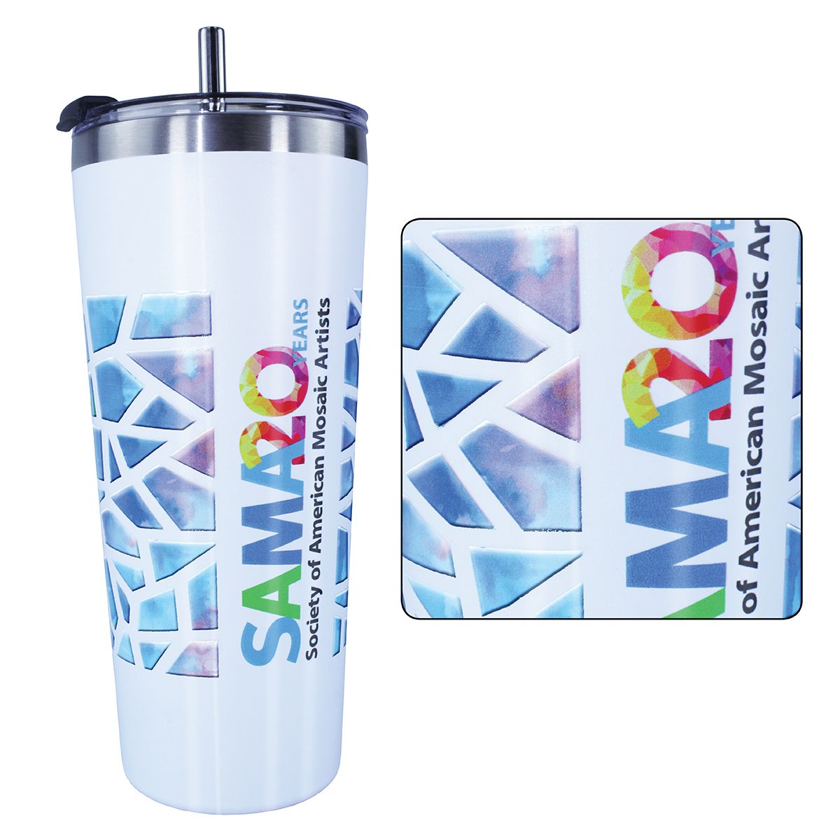 Picture of 22 Oz. Memphis Tumbler w/Flip Top Lid & Stainless Steel Straw (Varnish)