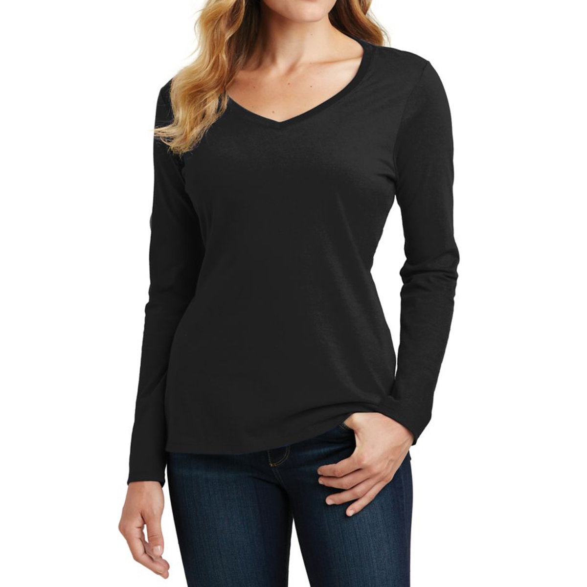 Picture of Port & Company® Ladies' Long Sleeve Fan Favorite V-neck Tee