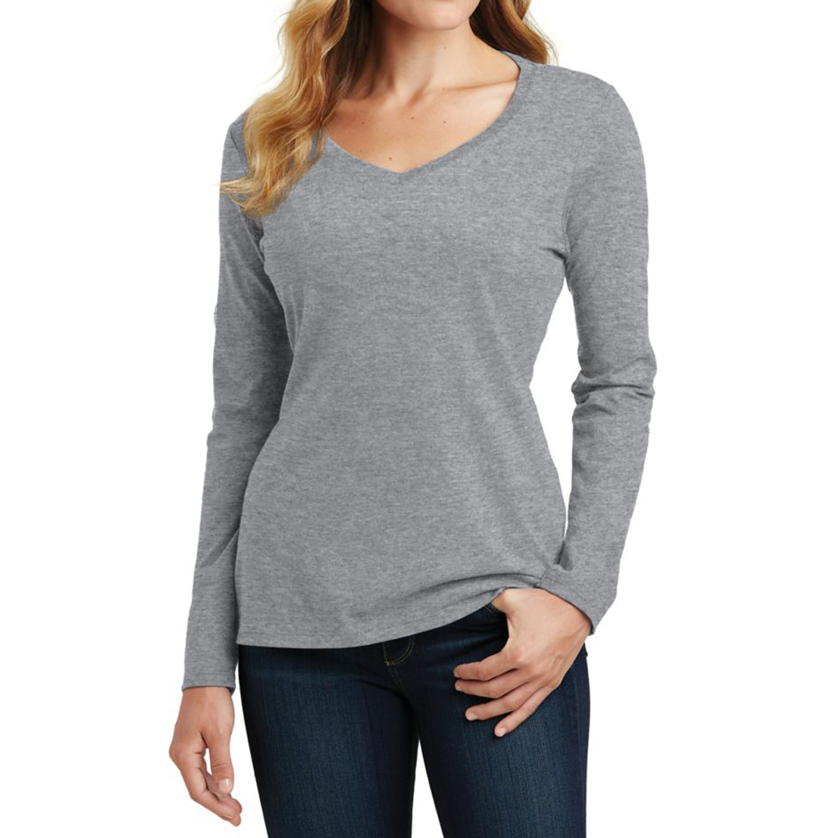 Picture of Port & Company® Ladies' Long Sleeve Fan Favorite V-neck Tee