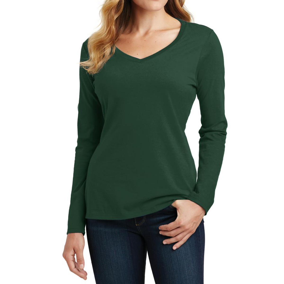 Picture of Port & Company® Ladies' Long Sleeve Fan Favorite V-neck Tee