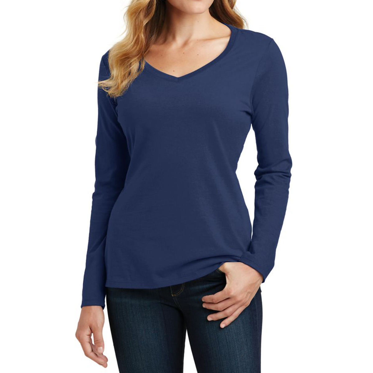Picture of Port & Company® Ladies' Long Sleeve Fan Favorite V-neck Tee